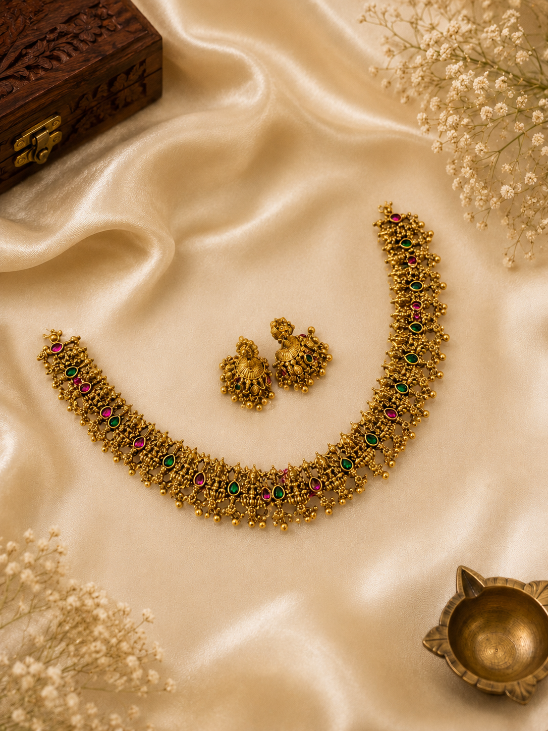 Traditional Gold-Tone Necklace Set 