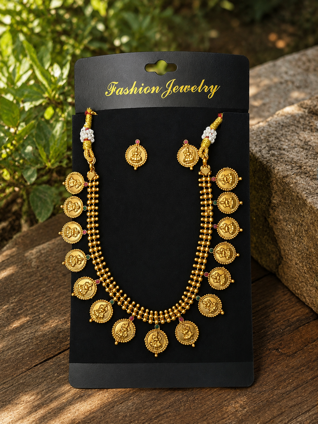 Traditional Gold-Tone Coin Necklace Set