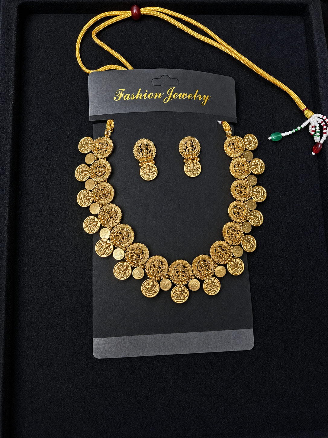 Traditional Gold-Tone Coin Necklace Set