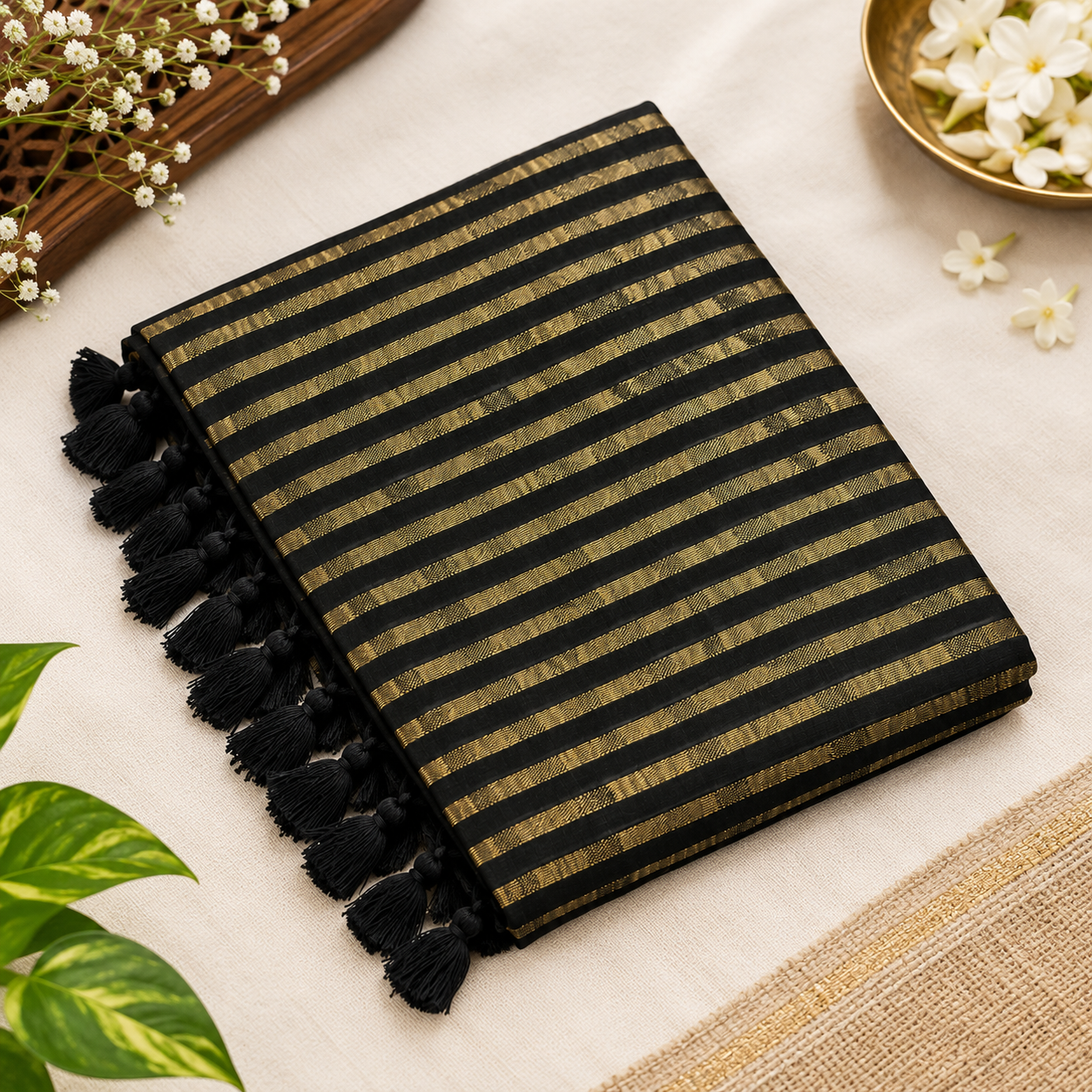 Striped Mul Cotton Sarees 
