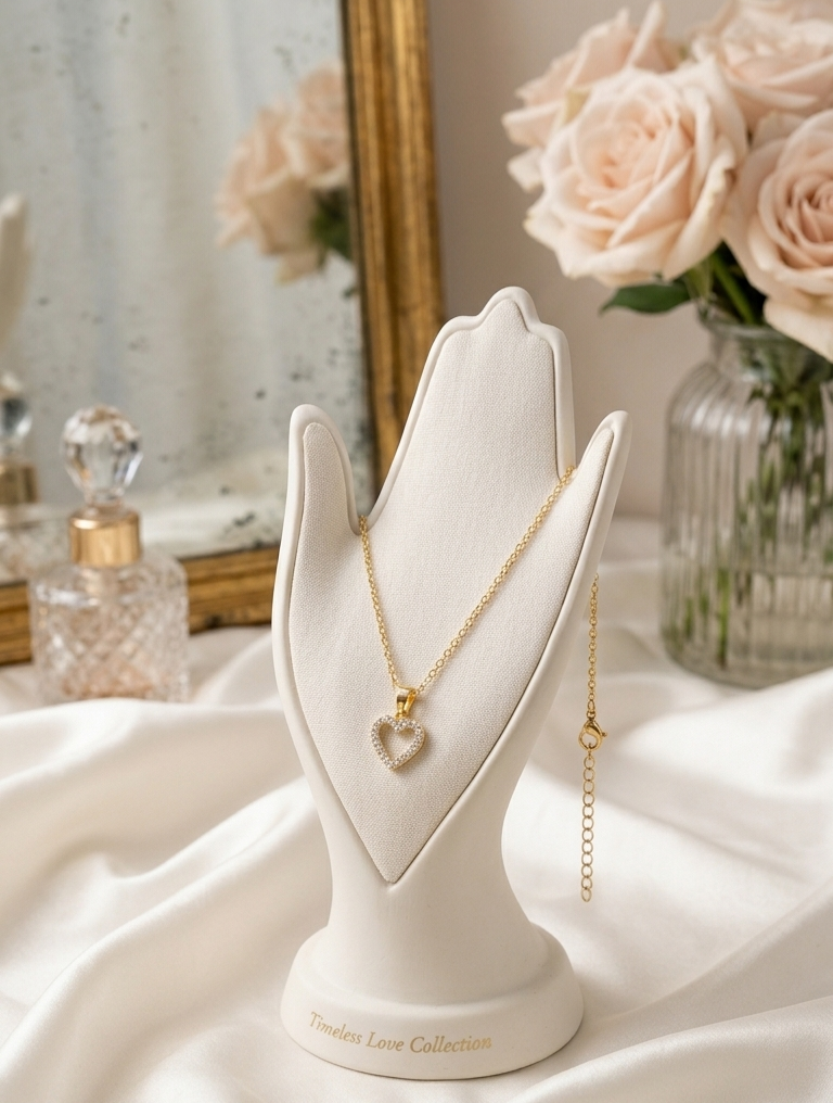 Elegant Crystal-Embellished Heart Pendant Necklace