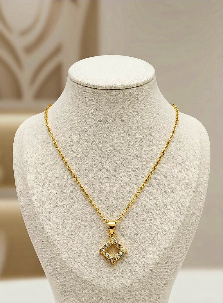 Geometric Sparkle Pendant Necklace
