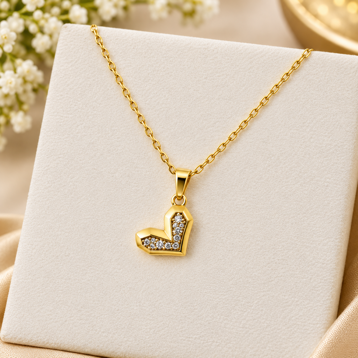 Golden Heart Pendant Necklace – Elegant & Timeless