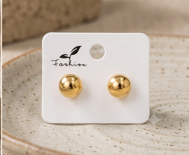 Gold Ball Stud Earrings
