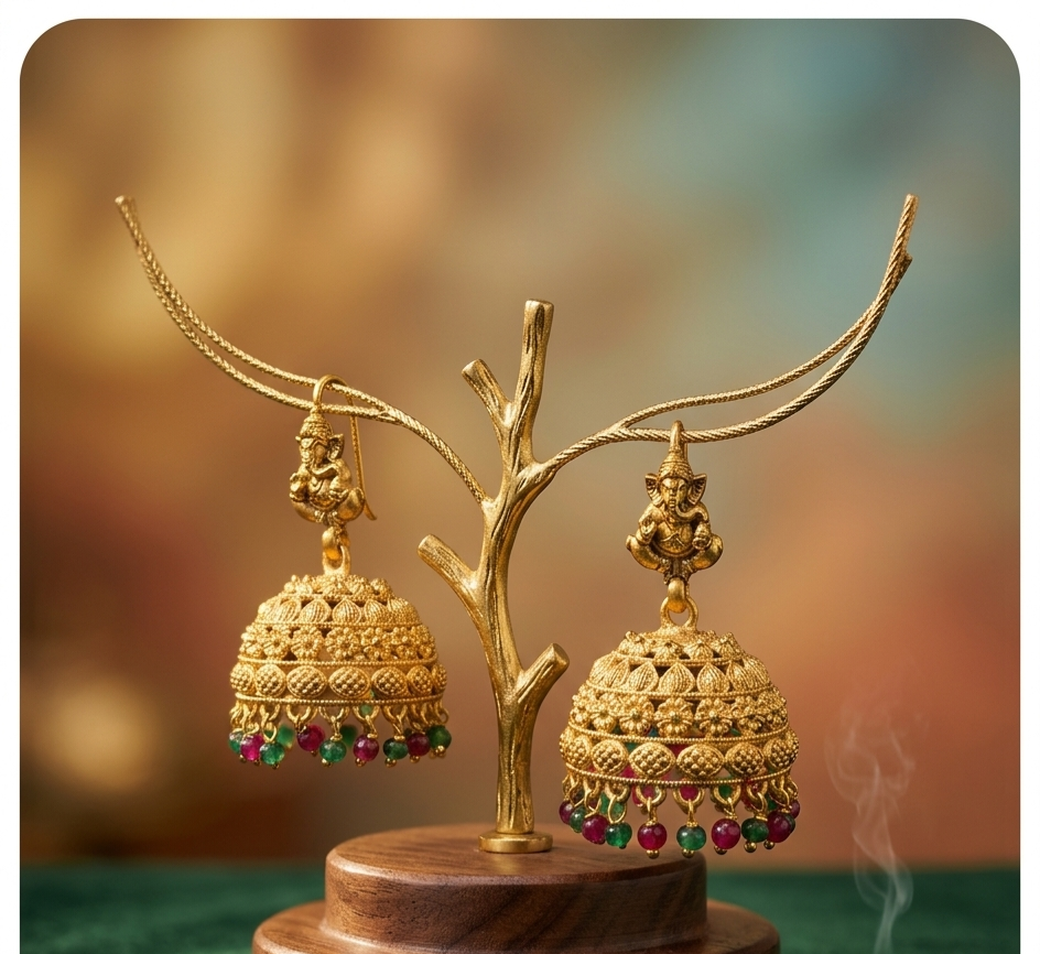 Lord Ganesha Temple Jhumkas