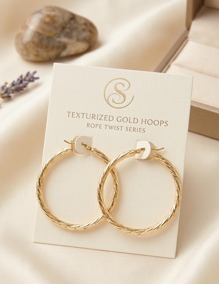 Rope Twist Gold Hoop Earrings